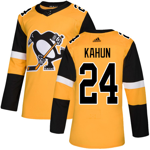 Cheap Adidas Pittsburgh Penguins 24 Dominik Kahun Gold Alternate Authentic Stitched Youth NHL Jersey